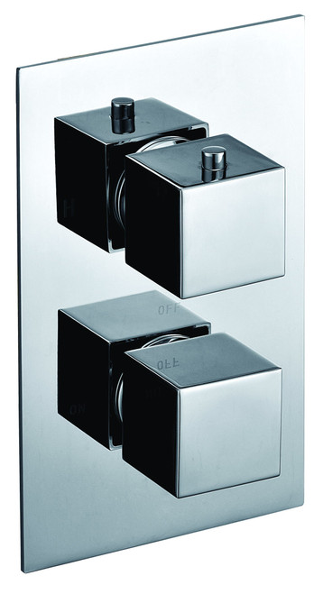 ALFI Polished Chrome Square Knob 1 Way Thermostatic Shower Mixer Faucet - AB2601-PC