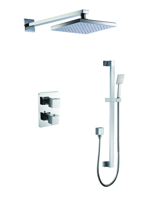 Alfi AB2830-PC Polished Chrome 2 Way Thermostatic Square Shower Faucet Set