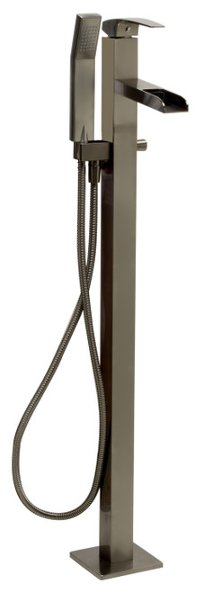 ALFI Brushed Nickel Single Hole Floor Mounted Waterfall Tub Filler Faucet - AB2843-BN