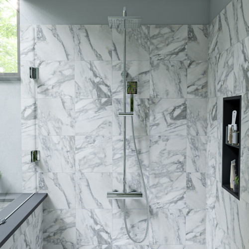 ALFI Polished Chrome Square Style Thermostatic Exposed Shower Faucet Set - AB2862-PC
