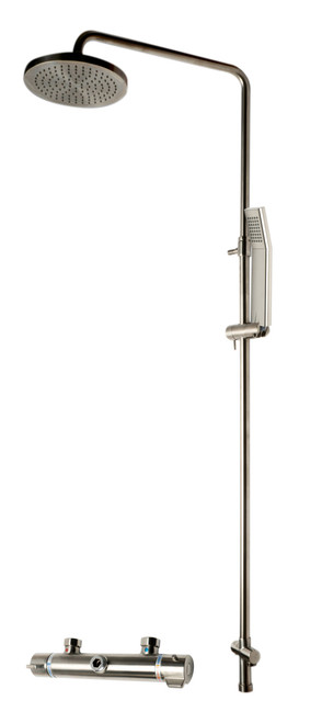 ALFI Brushed Nickel Round Style Thermostatic Exposed Shower Faucet Set - AB2867-BN