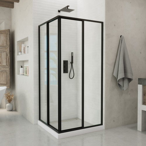 DreamLine Cornerview 40 1/2 in. D x 40 1/2 in. W x 72 in. H Framed Sliding Shower Enclosure in Satin Black