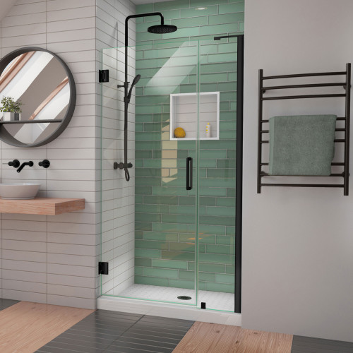 DreamLine Unidoor-LS 39-40 in. W x 72 in. H Frameless Hinged Shower Door in Satin Black