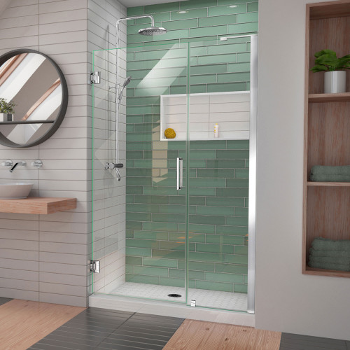 DreamLine Unidoor-LS 48-49 in. W x 72 in. H Frameless Hinged Shower Door in Chrome