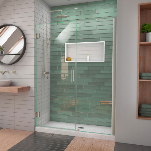 DreamLine Unidoor-LS 50-51 in. W x 72 in. H Frameless Hinged Shower Door in Brushed Nickel