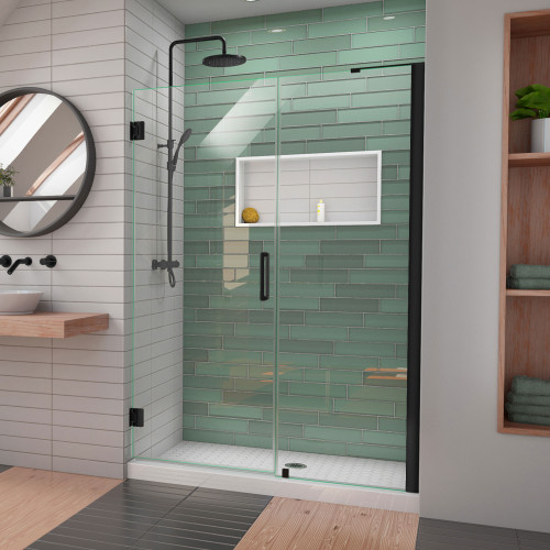DreamLine Unidoor-LS 50-51 in. W x 72 in. H Frameless Hinged Shower Door in Satin Black DreamLine Unidoor-LS 50-51 in. W x 72 in. H Frameless Hinged Shower Door in Satin Black
