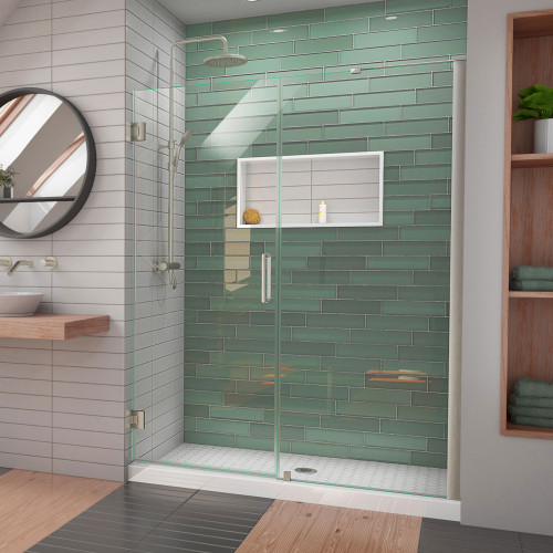 DreamLine Unidoor-LS 53-54 in. W x 72 in. H Frameless Hinged Shower Door in Brushed Nickel