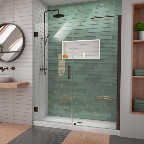 DreamLine Unidoor-LS 57-58 in. W x 72 in. H Frameless Hinged Shower Door with L-Bar in Oil Rubbed Bronze