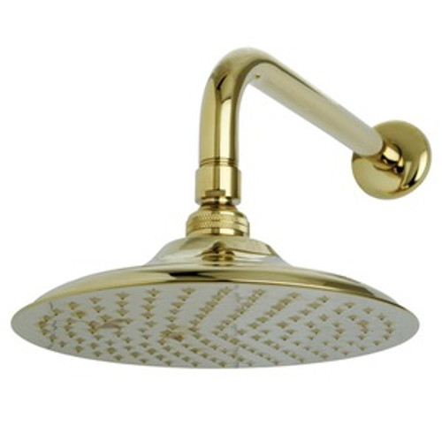 Kingston Brass K136A2CK 8" Dia. Brass Shower Head With 12" Shower Arm Combo - Polished Brass