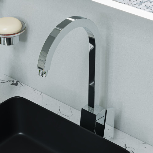ALFI Polished Chrome Gooseneck Single Hole Single Handle Bathroom Vessel Faucet - AB3470-PC