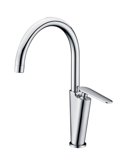 ALFI Polished Chrome Gooseneck Single Hole Single Handle Bathroom Vessel Faucet - AB3600-PC