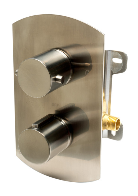 Alfi AB3809-BN Brushed Nickel Round Knob 1 Way Thermostatic Shower Mixer