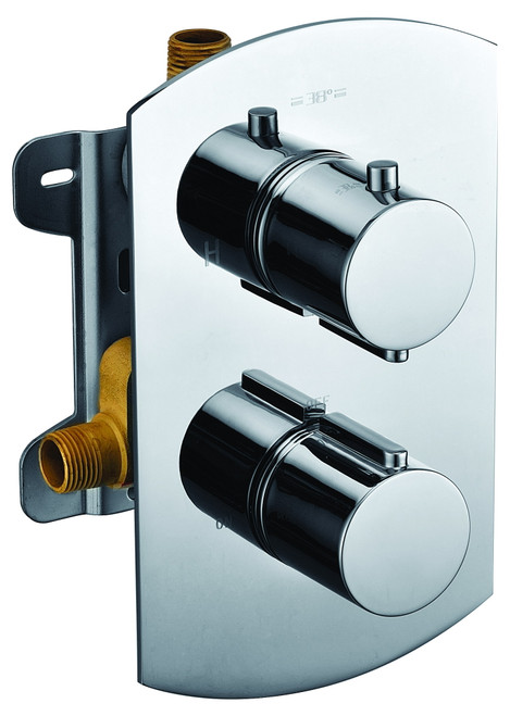 ALFI Polished Chrome Round Knob 1 Way Thermostatic Shower Mixer - AB3809-PC