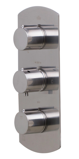 ALFI Brushed Nickel Concealed 3-Way Thermostatic Valve Shower Mixer Faucet - Round Knobs - AB4001-BN