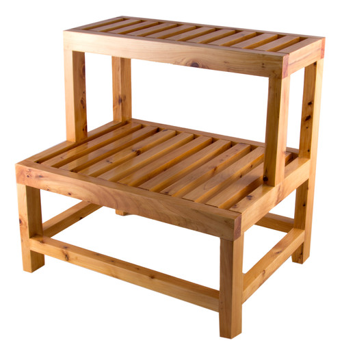 Alfi AB4402 20" Double Wooden Stepping Stool For Shower or Multi-Purpose