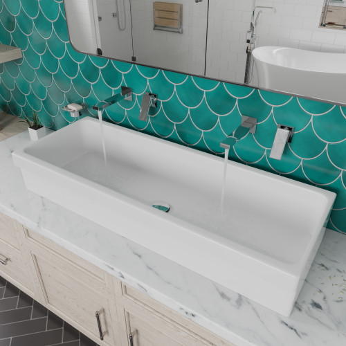 ALFI 48" x 18" White Above Mount Fireclay Bath Trough Sink - AB48TR