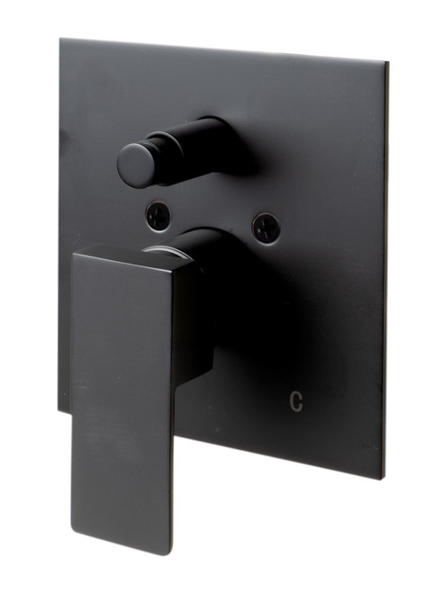 ALFI Black Matte Shower Valve with Square Lever Handle and Diverter - AB5601-BM