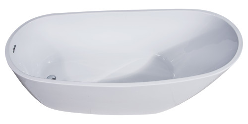 ALFI 68 inch White Oval Acrylic Free Standing Soaking Bathtub - AB8826