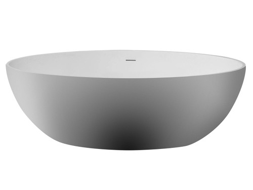 ALFI 67" White Oval Solid Surface Smooth Resin Soaking Bathtub - AB9941