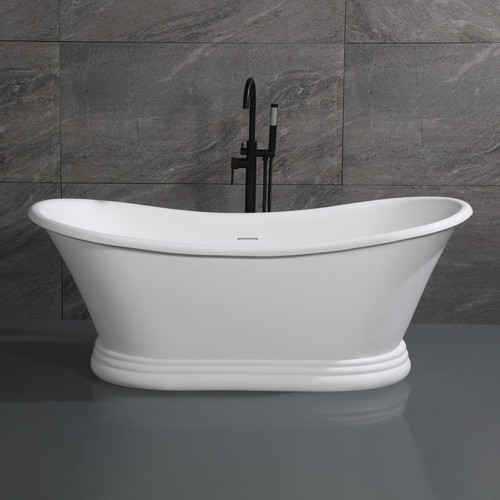 Alfi 67" White Matte Pedestal Solid Surface Resin Bathtub