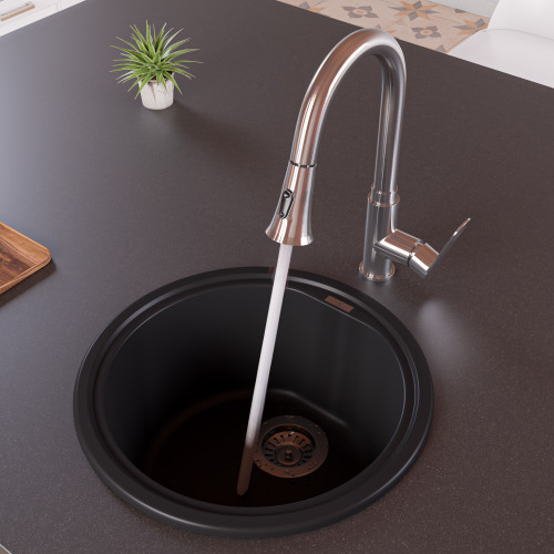 ALFI Brushed Nickel Gooseneck Pull Down Kitchen Faucet - ABKF3480-BN