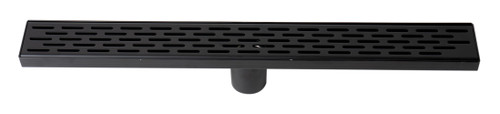 Alfi 24" Black Matte Stainless Steel Linear Shower Drain with Groove Holes