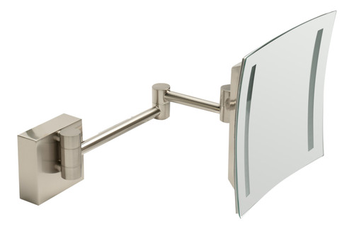 ALFI Brushed Nickel Wall Mount Square 8" 5x Magnifying Cosmetic Mirror with Light - ABM8WLED-BN