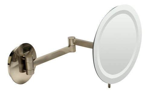 ALFI Nickel Wall Mount Round 9" 5x Magnifying Cosmetic Mirror with Light - ABM9WLED-BN