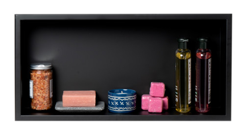 ALFI 24 x 12 Black Matte Stainless Steel Horizontal Single Shelf Bath Shower Niche - ABNC2412-BLA