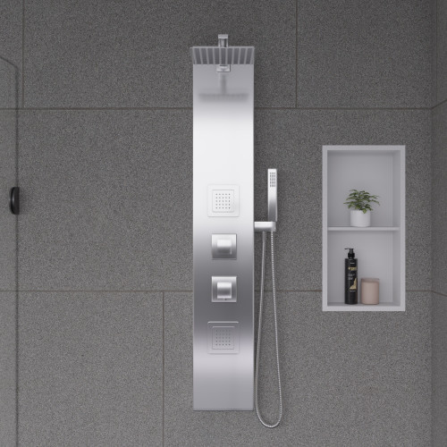 ALFI White Aluminum Shower Panel with 2 Body Sprays and Rain Shower Head - ABSP60W
