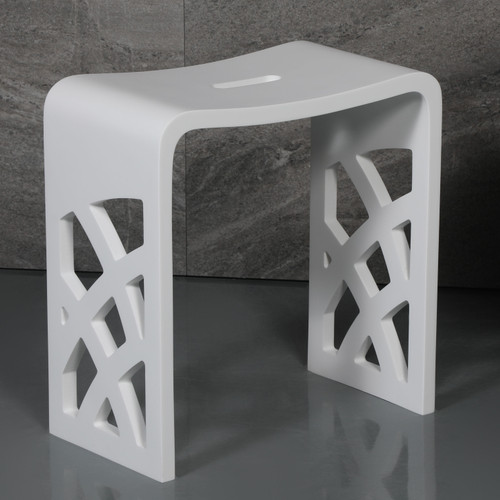 ALFI Designer White Matte Solid Surface Resin Bathroom / Shower Stool - ABST88