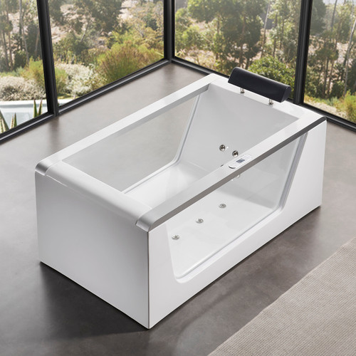 ALFI EAGO 5 ft Clear Rectangular Acrylic Whirlpool Bathtub - AM152ETL-5