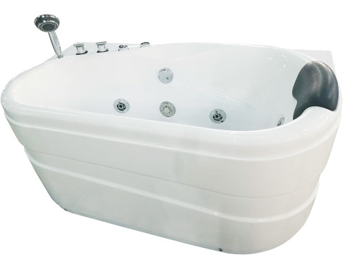ALFI EAGO 5'' White Acrylic Corner Whirlpool Bathtub - Drain on Left - AM175-L