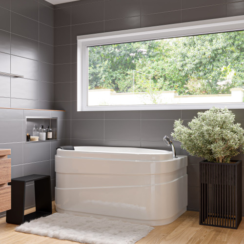 ALFI EAGO 5' White Acrylic Corner Whirlpool Bathtub - Drain on Right - AM175-R