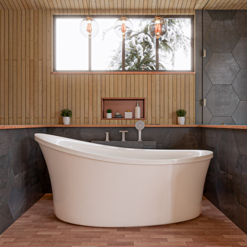 ALFI EAGO 6 ft White Free Standing Air Bubble Bathtub With Chromatherapy LED lighting - AM1800