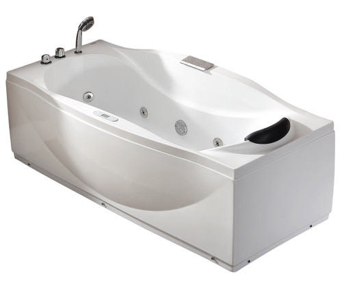 ALFI EAGO 6 ft Left Drain Acrylic White Whirlpool Bathtub w Fixtures - AM189ETL-L