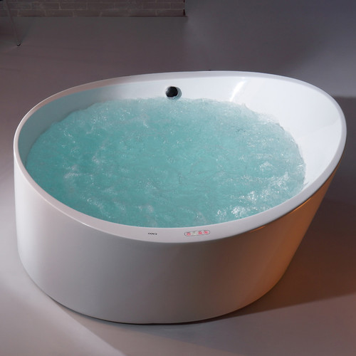 ALFI EAGO 66" Round Free Standing Acrylic Air Bubble Bathtub - AM2130