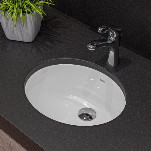 ALFI EAGO White Ceramic 18" x 15" Undermount Oval Bathroom Sink - BC224