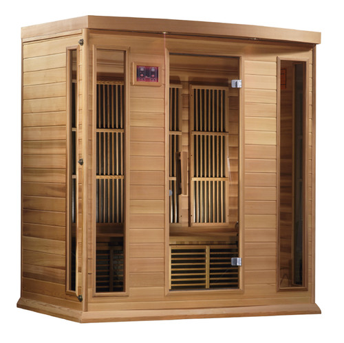 Maxxus Sauna 4 Per Low EMF FAR Infrared Carbon Canadian Red Cedar Sauna