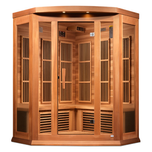 Golden Designs Maxxus 3-Person Corner Near Zero EMF (Under 2MG) FAR Infrared Sauna (Canadian Red Cedar) - MX-K356-01-ZF Ced