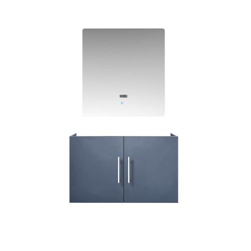 Lexora Geneva 30" Dark Grey Single Wall Mount Vanity Cabinet, no Top and 30" LED Mirror