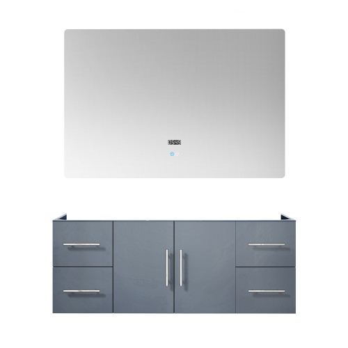Lexora Geneva 48" Dark Grey Single Wall Mount Vanity Cabinet, no Top and 48" LED Mirror