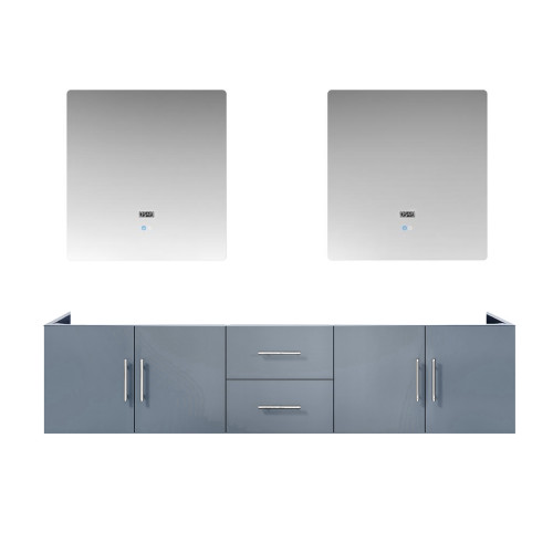 Lexora Geneva 80" Dark Grey Double Wall Mount Vanity Cabinet, no Top and 30" LED Mirrors