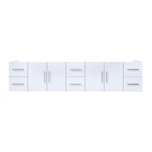 Lexora Geneva 84" Glossy White Wall Mount Vanity Cabinet Only