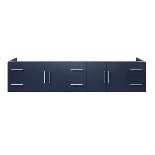 Lexora Geneva 84" Navy Blue Wall Mount Vanity Cabinet Cabinet Only