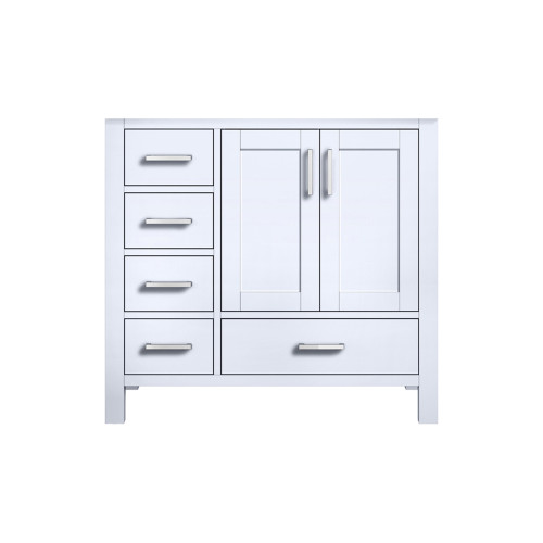 Lexora Jacques 36" White Vanity Cabinet Cabinet Only - Right Version