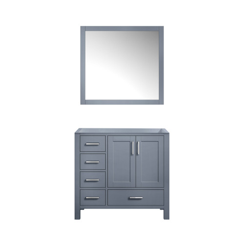 Lexora Jacques 36" Dark Grey Single Vanity Cabinet, no Top and 34" Mirror - Right Version