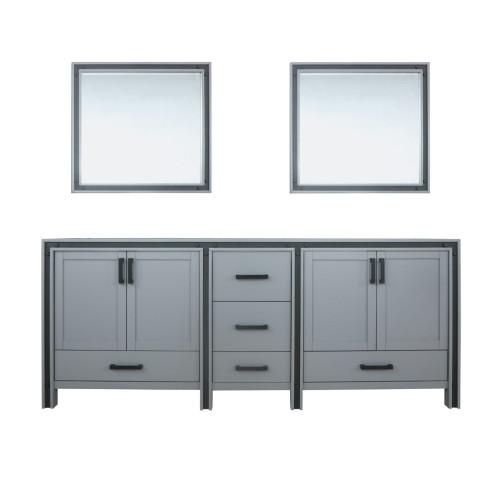 Lexora Ziva 84" Dark Grey Double Vanity Cabinet, no Top and 34" Mirrors