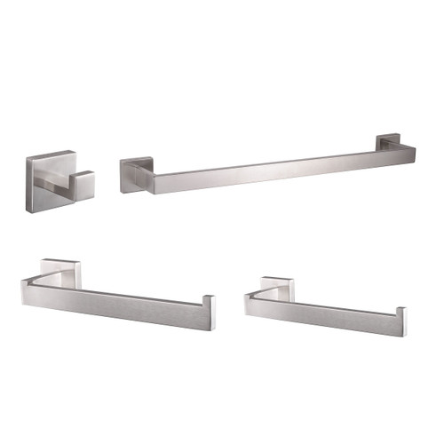 Lexora Bagno Lucido 4-Piece Bathroom Accessory Set - Satin Nickel