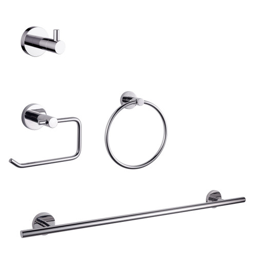 Lexora Bagno Nera 4-Piece Bathroom Accessory Set - Chrome